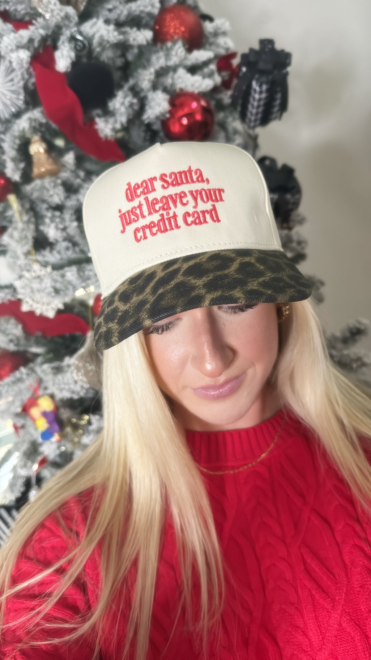 Dear Santa Just Leave Your Credit Card Leopard Hat