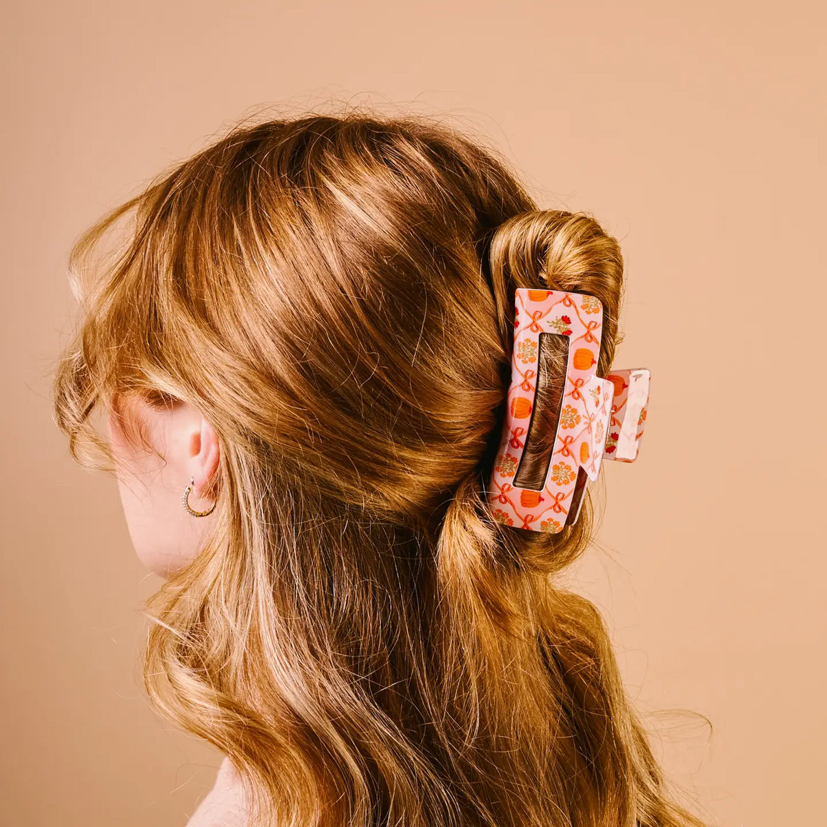 Patchwork Pumpkin Claw Clip