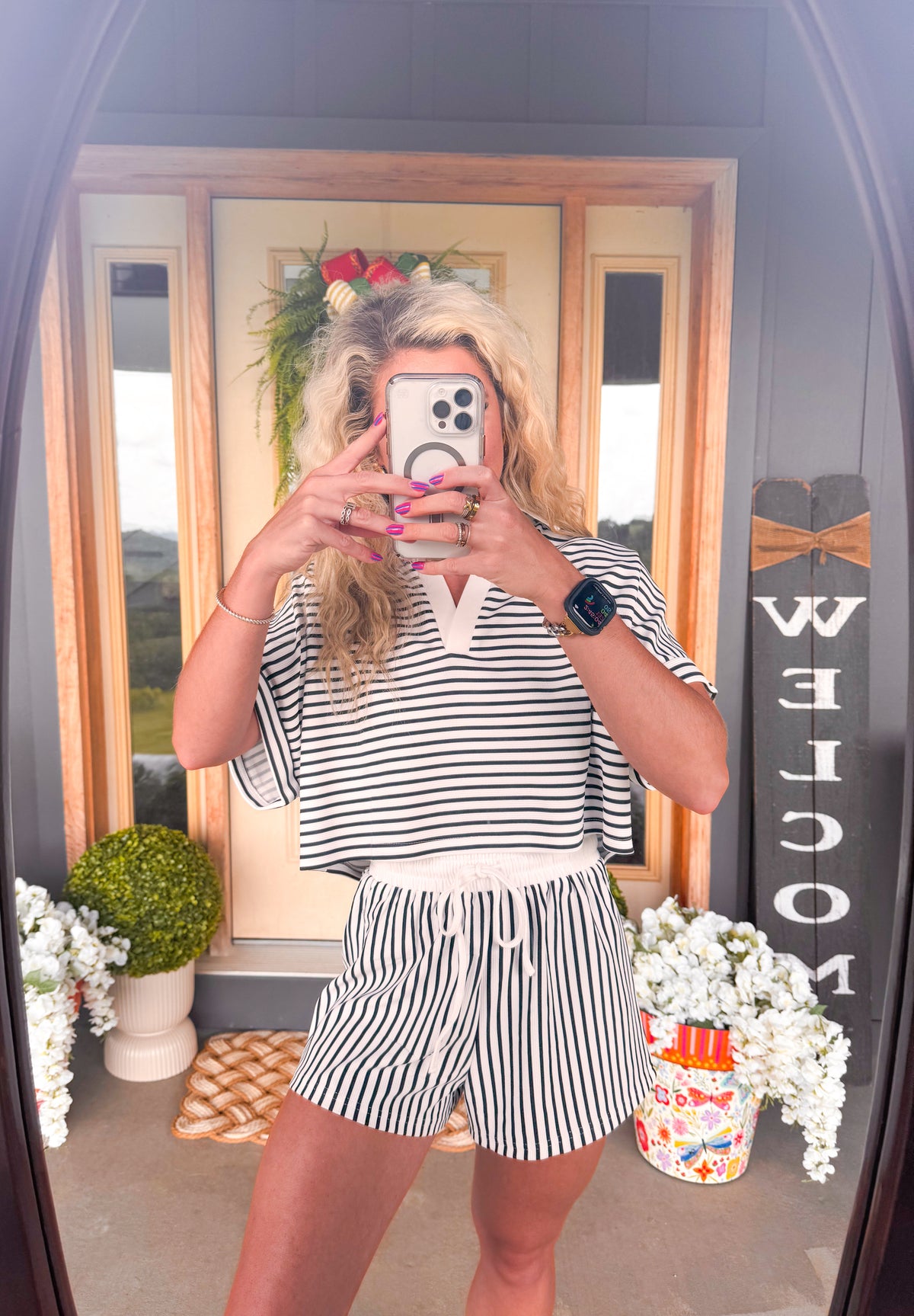 BLAKELY Stripe Shorts Set