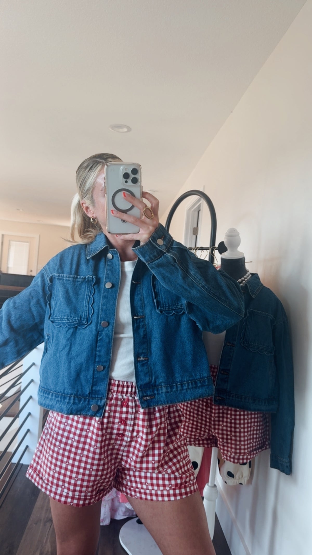 Soft Heart Scalloped Denim Jacket