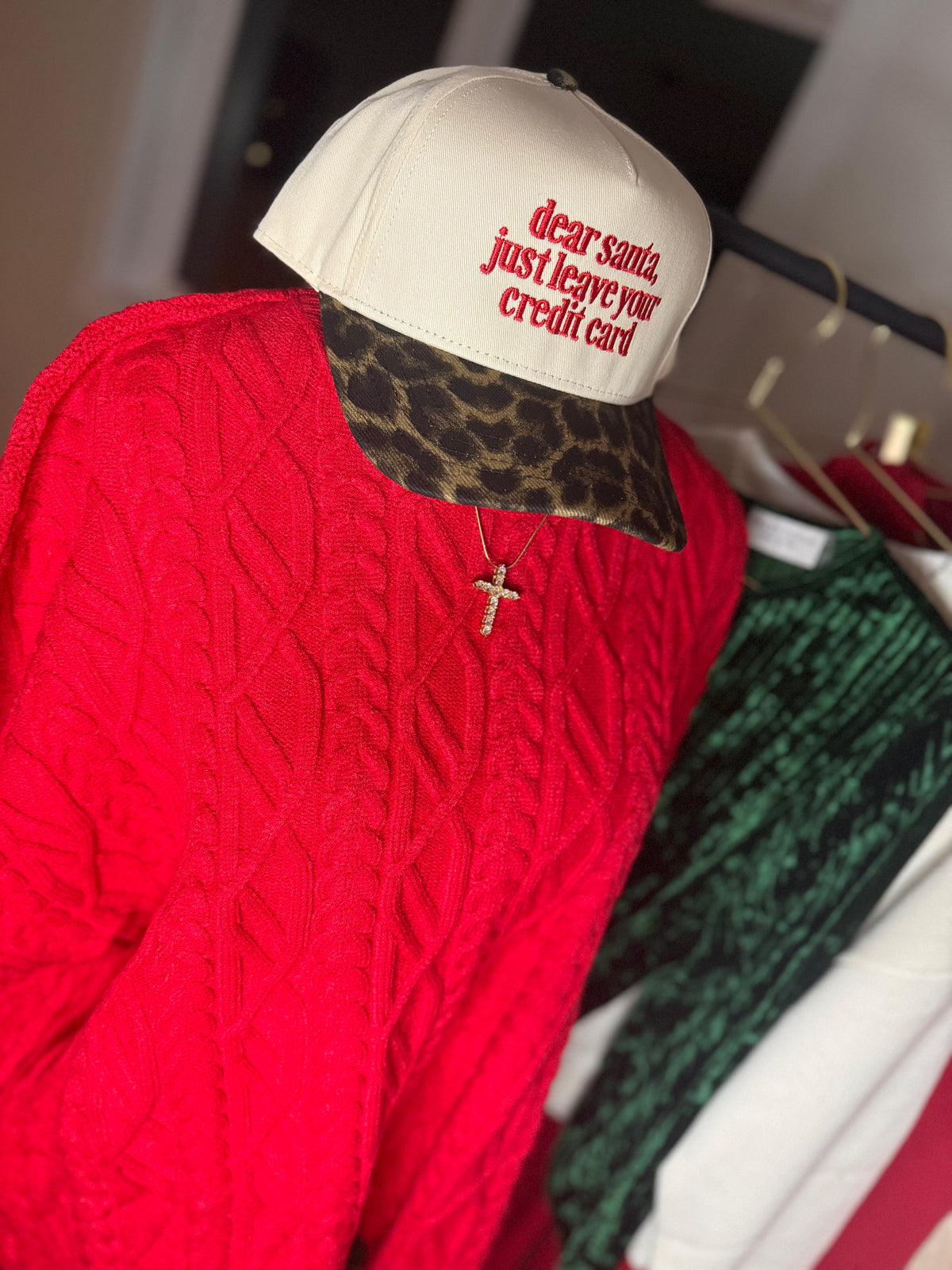 Dear Santa Just Leave Your Credit Card Leopard Hat