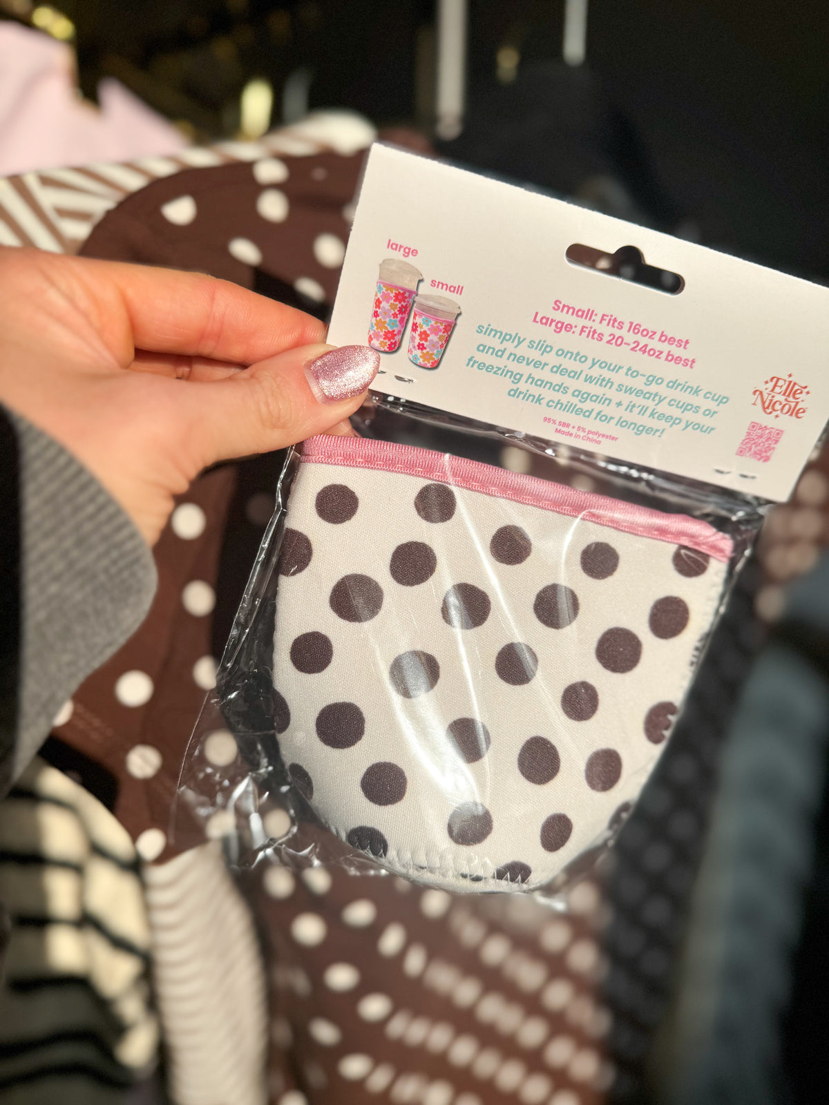 Brown Polka Dot Coffee Sleeve