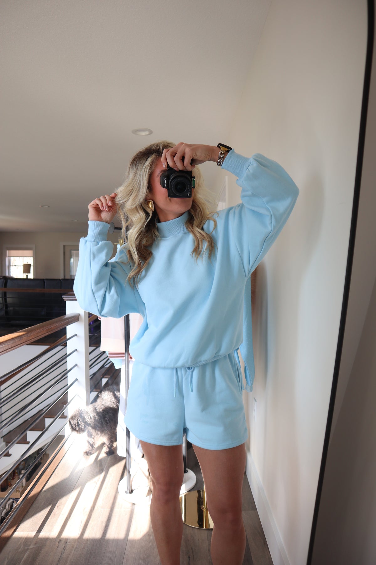 In the Clouds Mockneck Short Set
