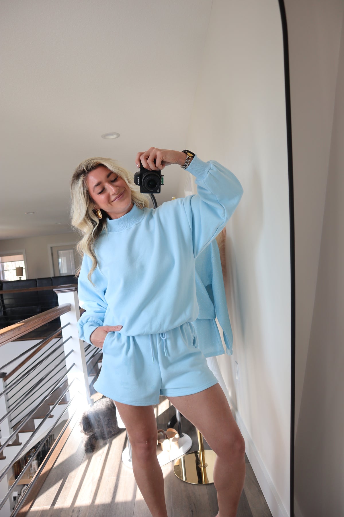 In the Clouds Mockneck Short Set