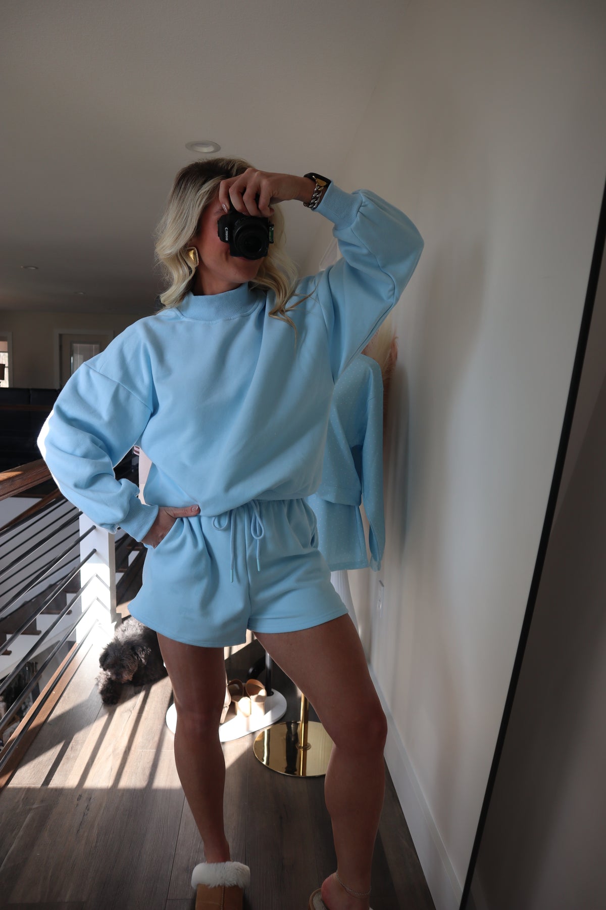 In the Clouds Mockneck Short Set