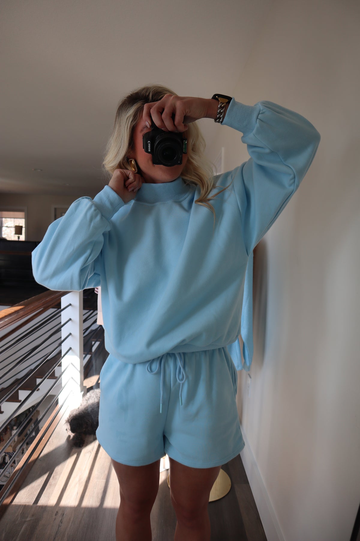 In the Clouds Mockneck Short Set