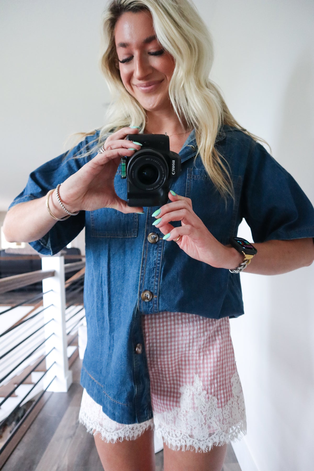 Poppy Pink Gingham Lace Shorts