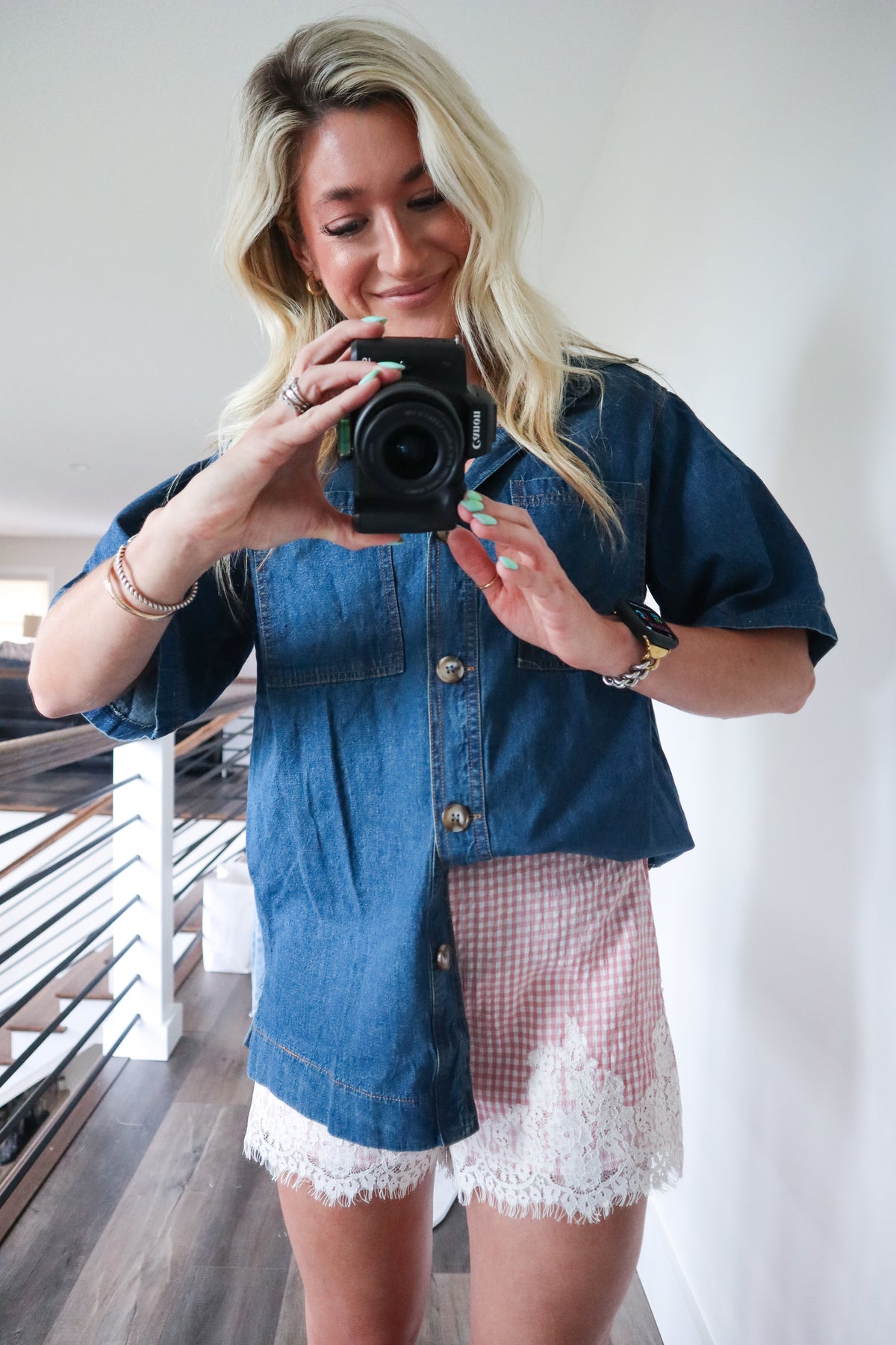 Poppy Pink Gingham Lace Shorts