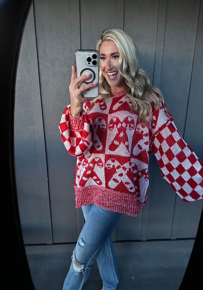 CANDY CANE CROSSING SWEATER