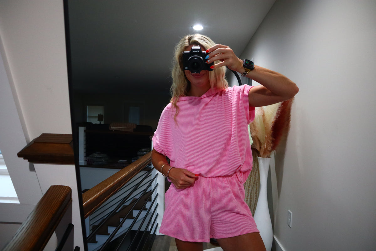 Poppy Pink Ribbed Set