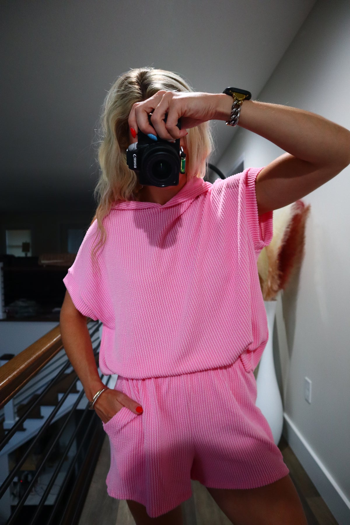 Poppy Pink Ribbed Set