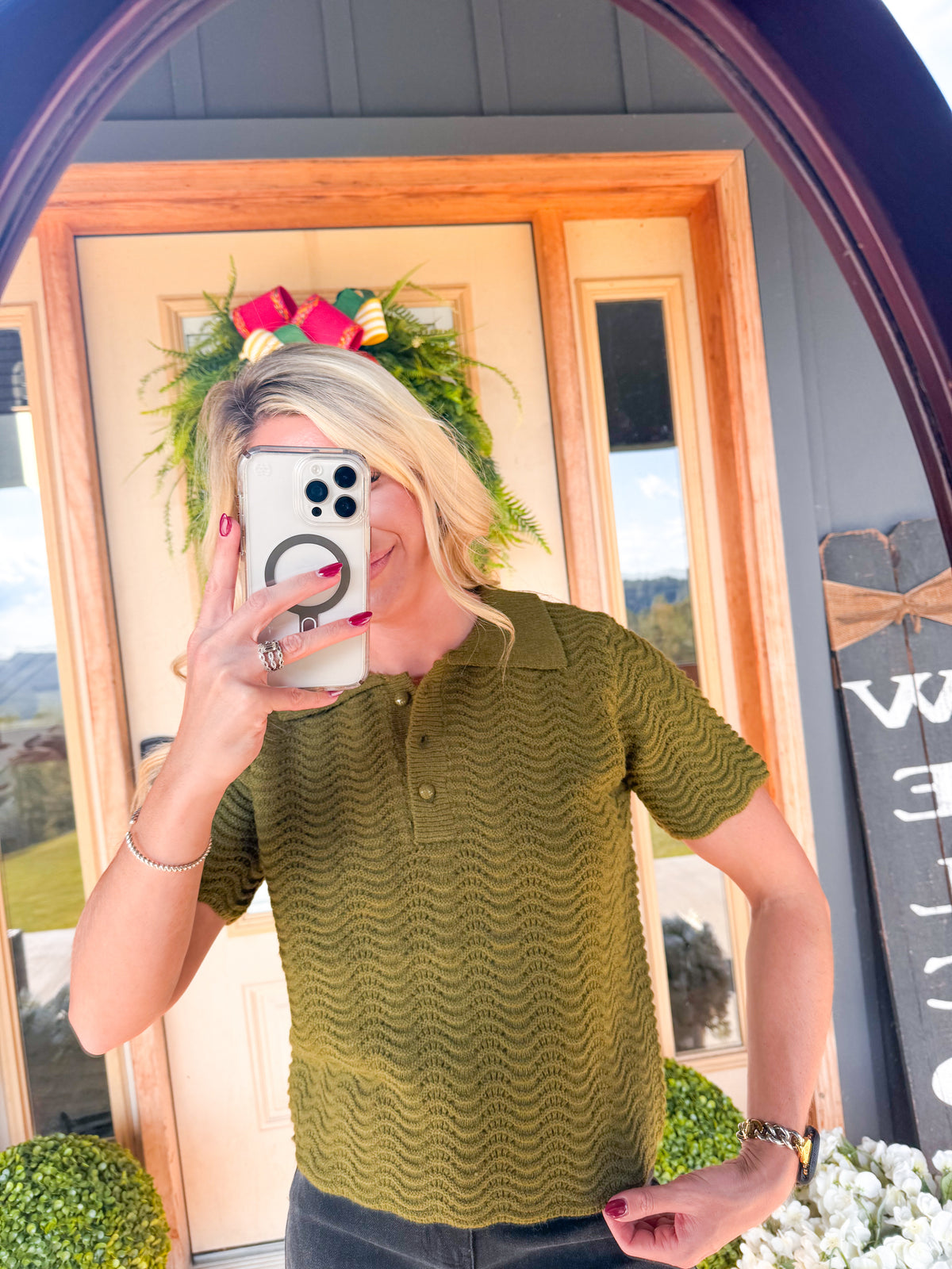 Olive Knit Top