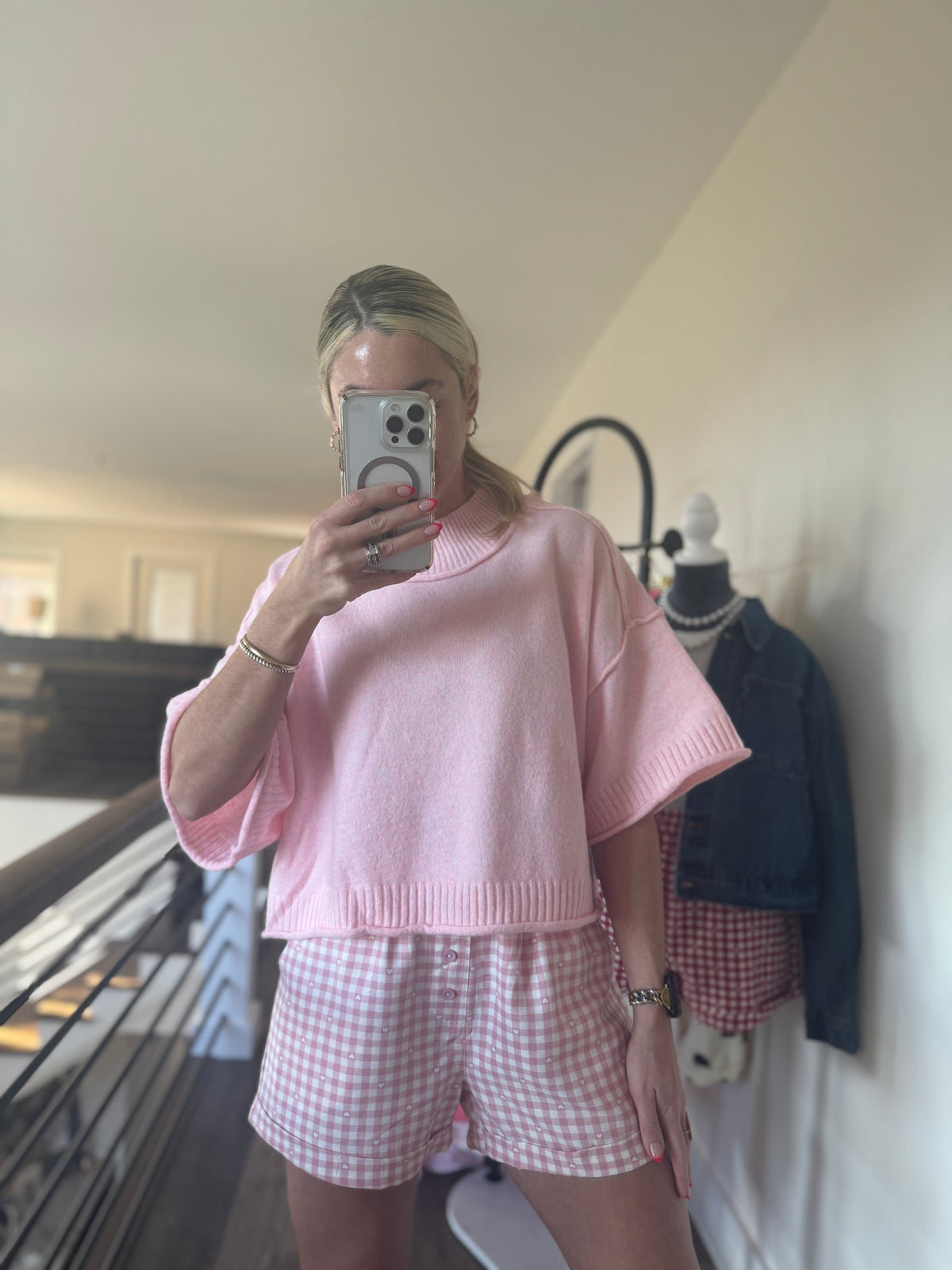 Love Yourself Short Sleeve Mockneck Sweater