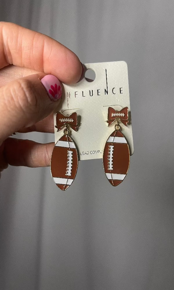 Bow Football Earrings