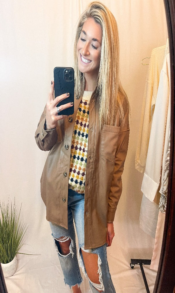 Camel Button Up Shacket