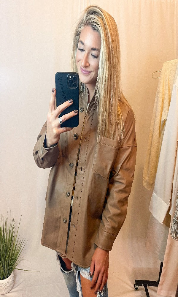 Camel Button Up Shacket